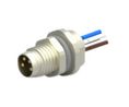 Circular Connector, M8, Plug, Straight, Poles - 4, Wire, Panel Mount